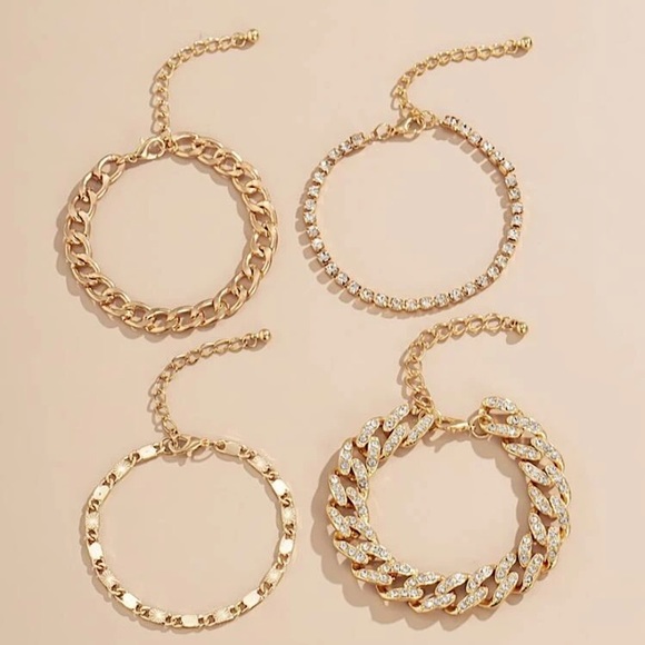 4 pcs Gold Filled Cuban Link Chain Bracelets - Picture 3 of 4